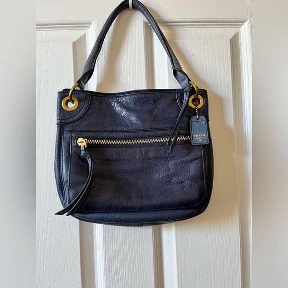 Fossil Navy Leather Women's Bag - Picture 1 of 5